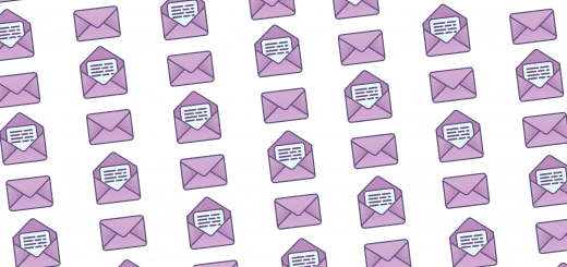 ein Muster aus vielen rosa Briefumschlägen - die Hälfte davon verschlossen, aus der anderen Hälfte ragt ein Brief heraus