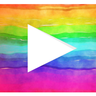 YouTube Playbutton - weiß auf Rainbow-Color Hintergrund