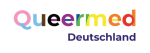Der Schroftzug "Queermed Deutschland" in den Farben der progess Pride Flag 